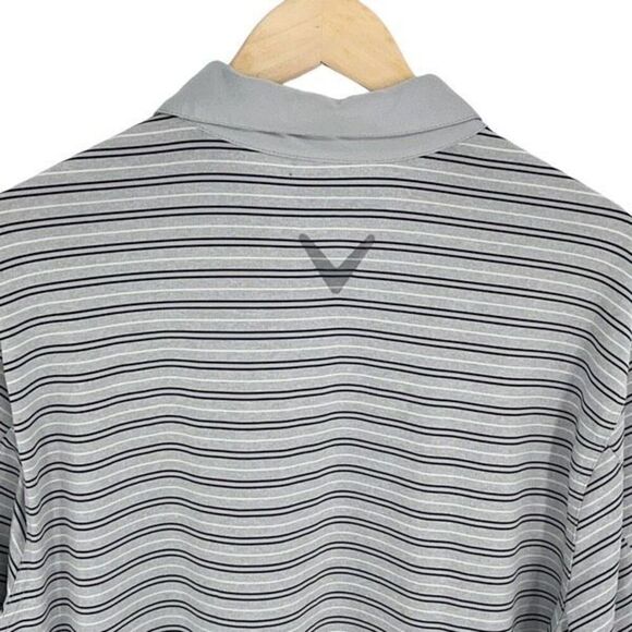 Callaway Mens Striped Three Button Placket Short Sleeve Golf Polo Shirt Gray XL - Picture 4 of 8